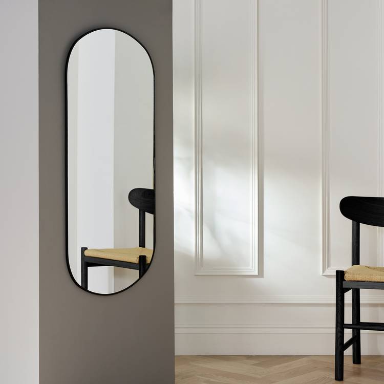 Habitat Black Pill Wall Mirror - 100x60cm 0