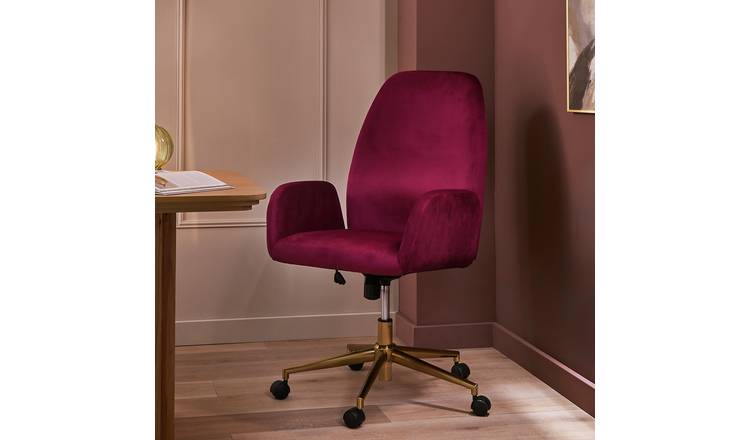 Habitat Clarice Velvet Office Chair - Burgundy