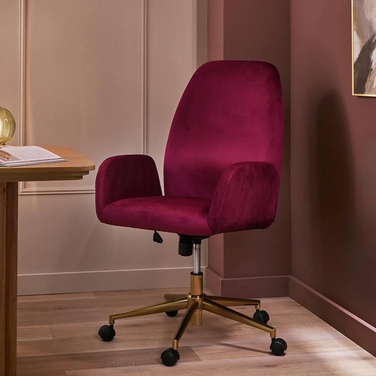 Habitat Clarice Velvet Office Chair - Burgundy 0