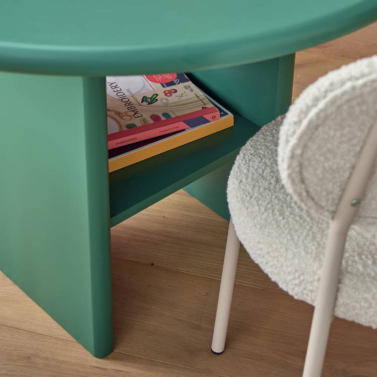 Habitat Geller Green Dining Table & 4 White Chairs 0