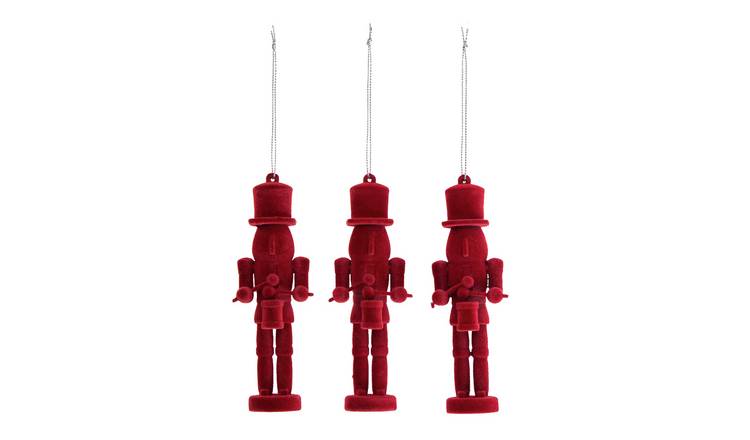 Habitat Pack of 3 Red Nutcracker Christmas Hanging Ornament
