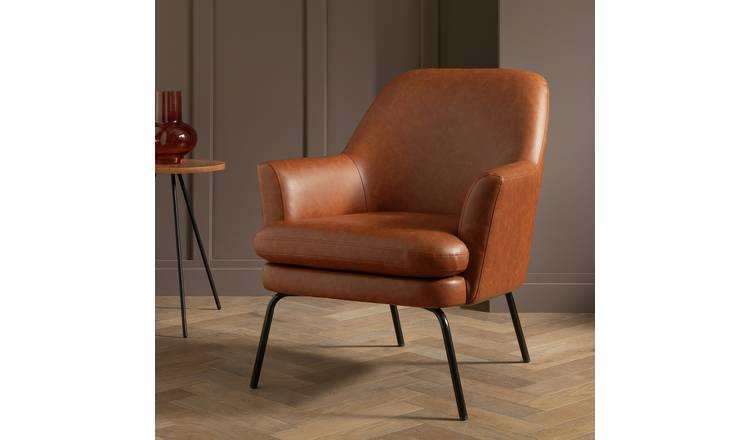 Habitat Celine Faux Leather Accent Chair - Tan