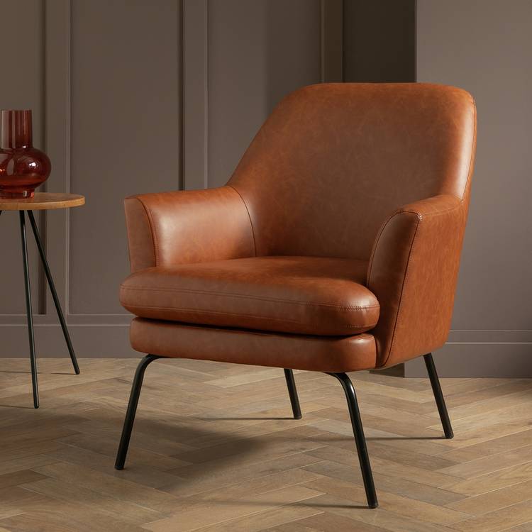 Habitat Celine Leather Accent Chair - Tan 0