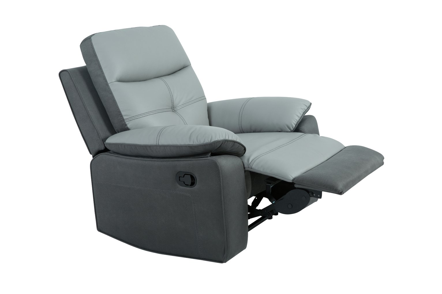 Argos Home Charles Leather Mix Manual Recliner Chair - Grey