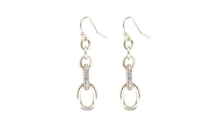Lipsy Gold Plated Crystal Link Drop Earrings