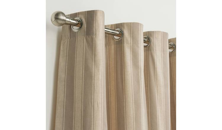 Habitat Stripe Printed Lined Eyelet Curtains - Neutral