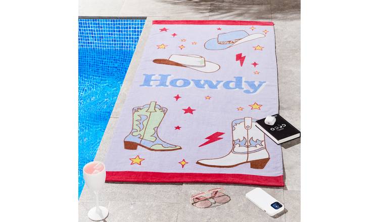 Sassy B Howdy Print Beach Towel - Lavender