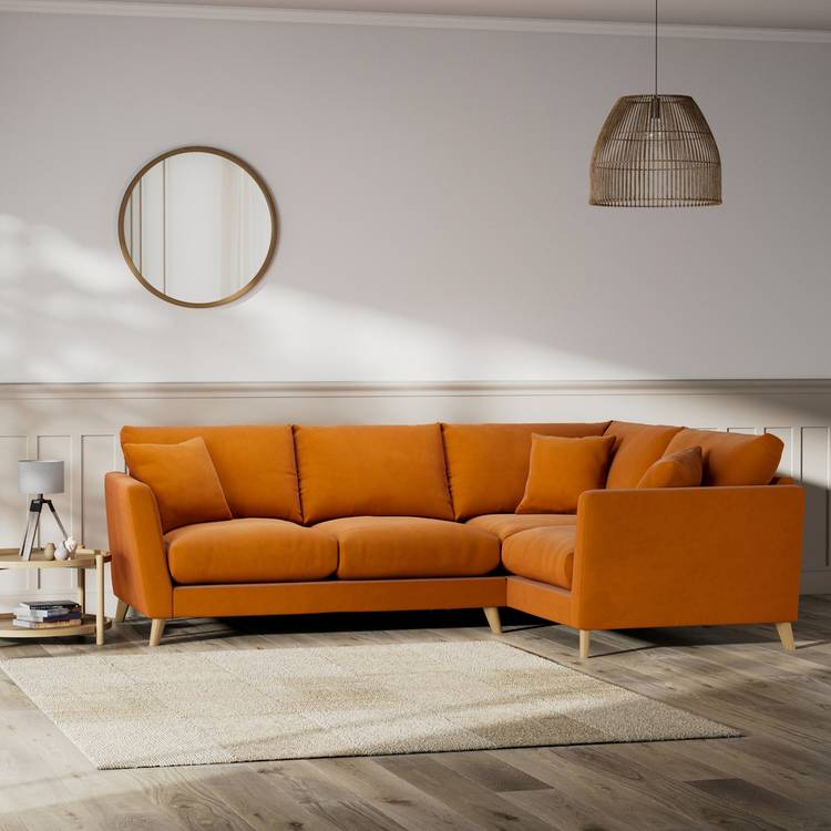 Habitat Lomond Right Hand Corner Sofa - Orange - Ash Leg 0