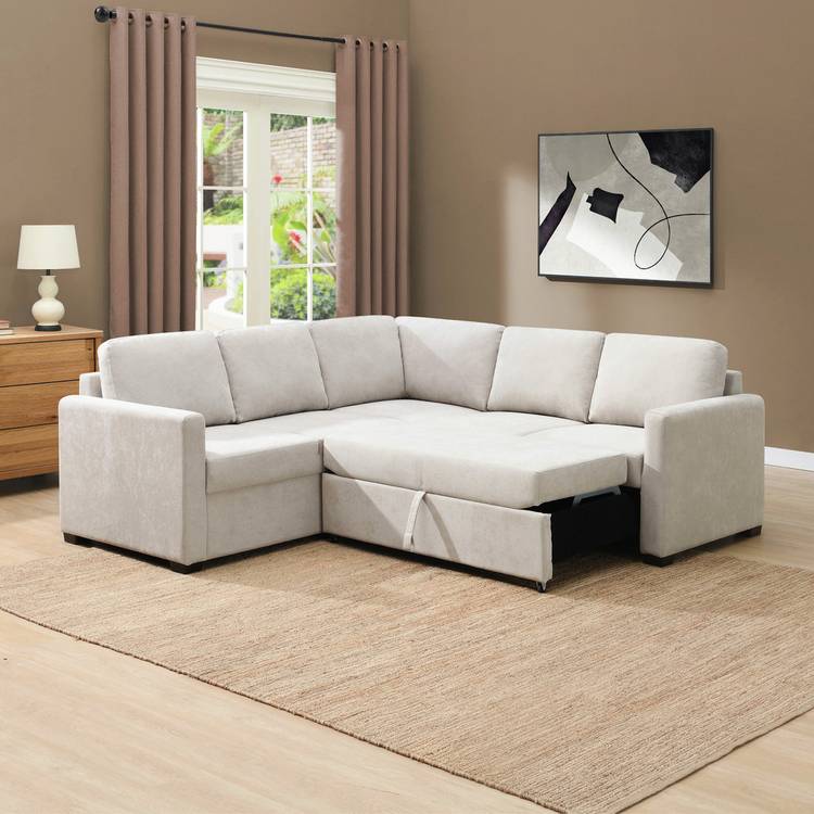 Habitat Reagan Fabric Corner Sofa Bed- Natural 0