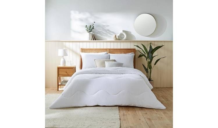 Night Lark Cotton Waffle White 4.5 Tog Duvet Set - King Size