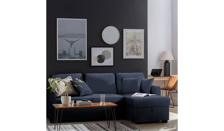 Habitat Reagan Fabric Right Hand Corner Sofa Bed - Navy