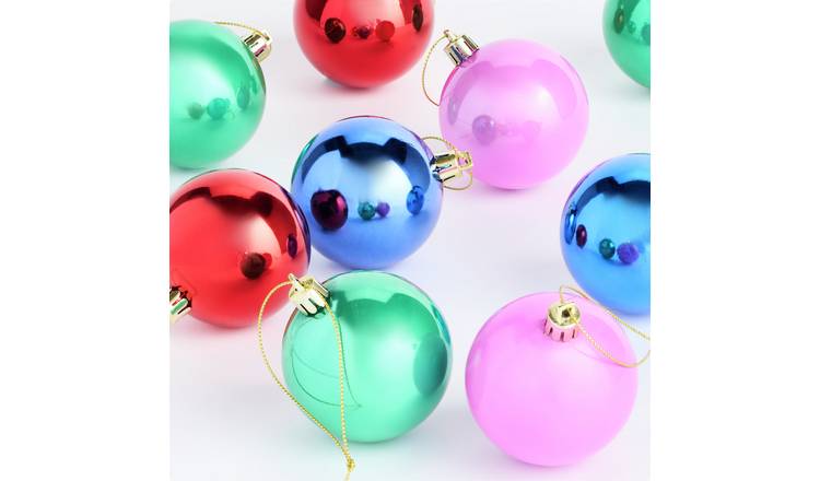 Habitat Pack of 24 Shatterproof Multicolour Baubles