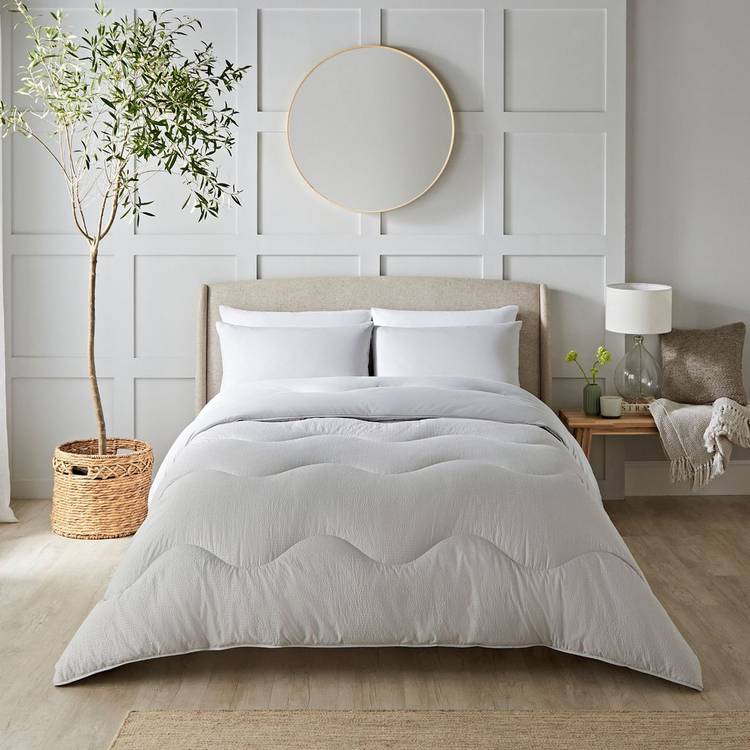 Night Lark Seersucker Nordic Mist Coverless Duvet Set-Single 0
