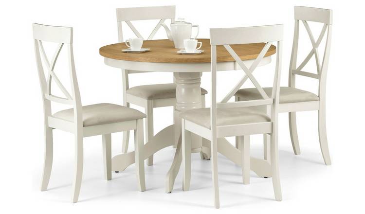 Julian Bowen Davenport Ivory Dining Table & 4 Ivory Chairs