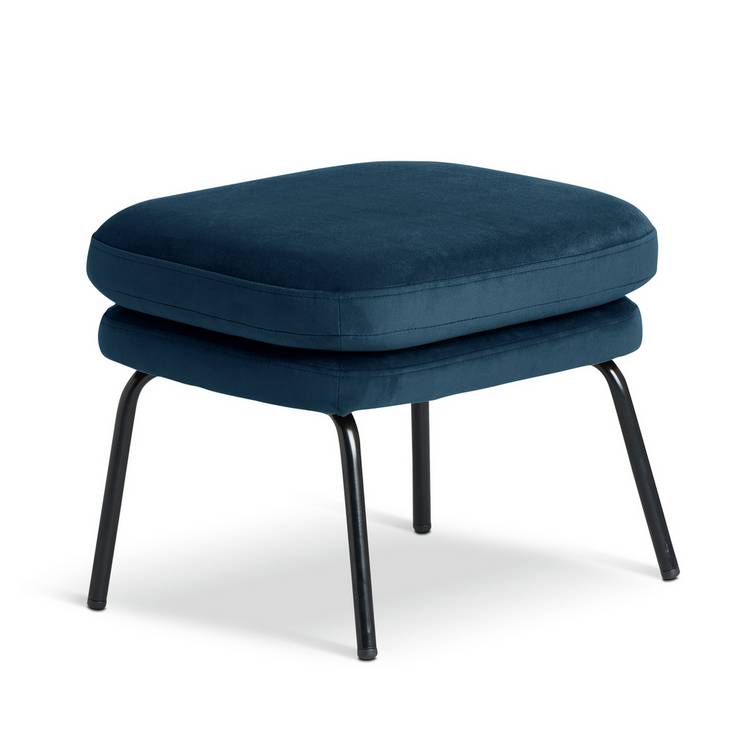 Habitat Celine Velvet Footstool - Navy 0