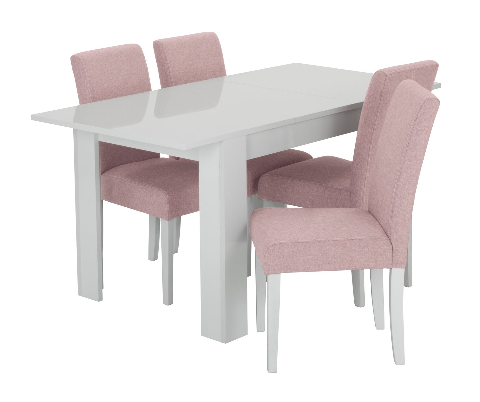 Argos Home Miami Gloss Extending Table & 4 Tweed Chair -Rose Review