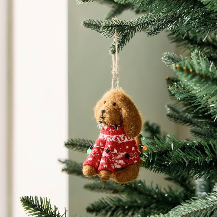 Habitat Single Felt Sweater Dog Christmas Hanging Ornament 0