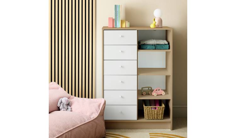 Argos Home Kids Malibu 6 Drawer Chest - White & Oak