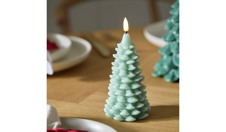 Habitat Light Up Wax Green Tree Christmas Decoration