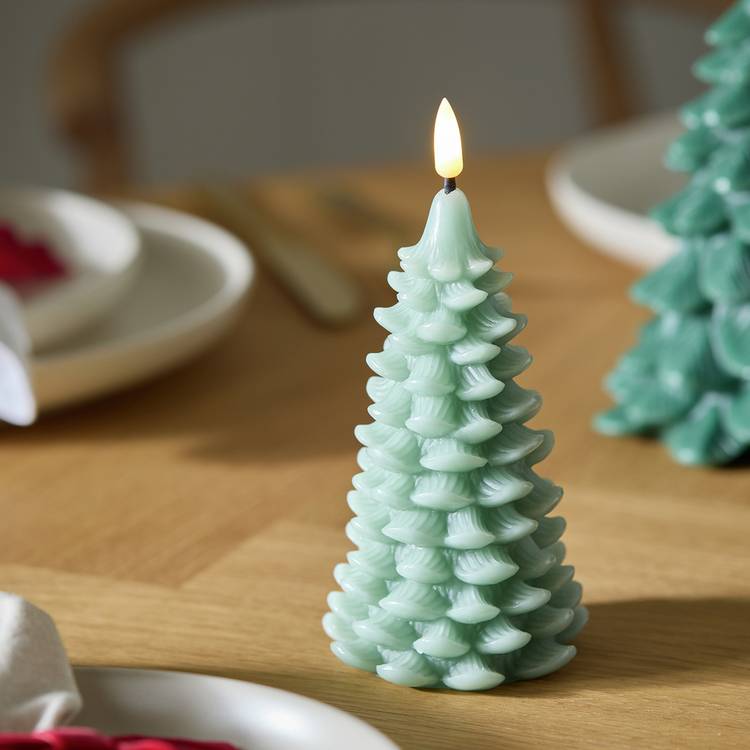 Habitat Light Up Wax Green Tree Christmas Decoration 0