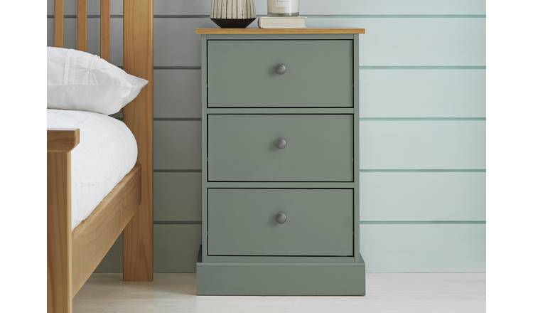 Argos Home Kensington 3 Drawer Bedside Table - Sage Green