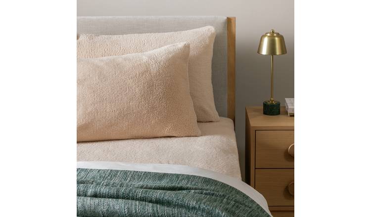 Argos Home Fleece Standard Pillowcase Pair - Cream