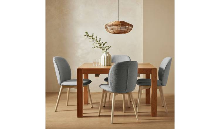 Habitat Drio Extending Oak Dining Table & 4 Grey Chairs