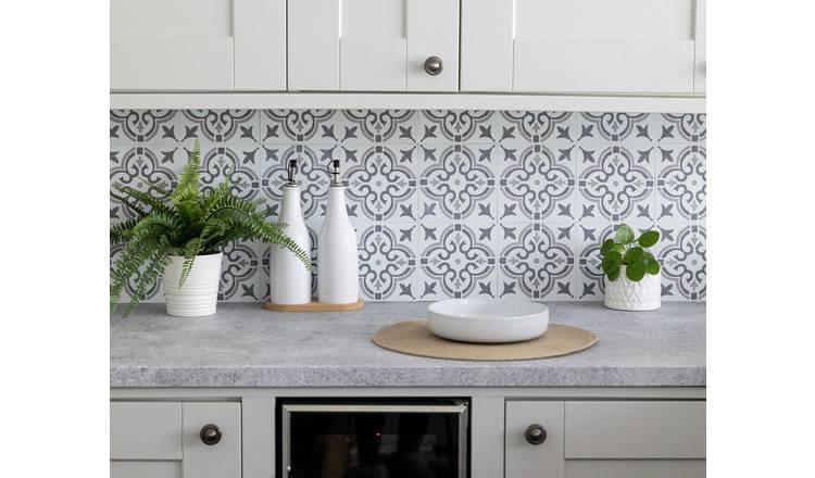 D-C-Fix Jamila Grey Peel & Stick Wall Tiles 15cm X 15cm 3Pk