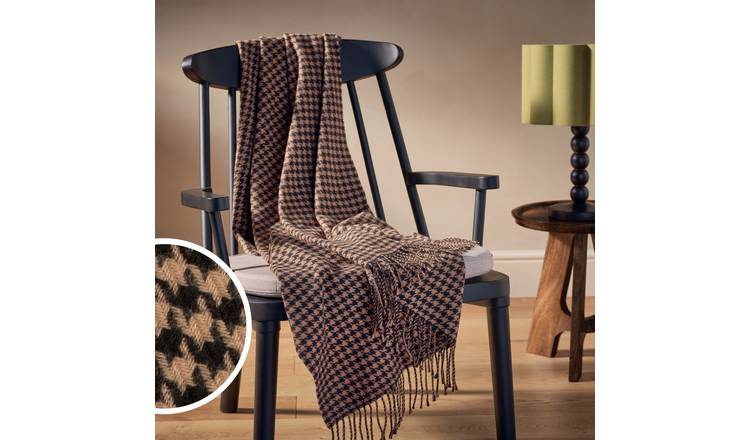Habitat Houndstooth Throw - Brown - 125x150cm