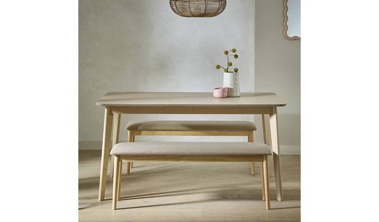Habitat Skandi Oak Dining Table & 2 Oak Benches