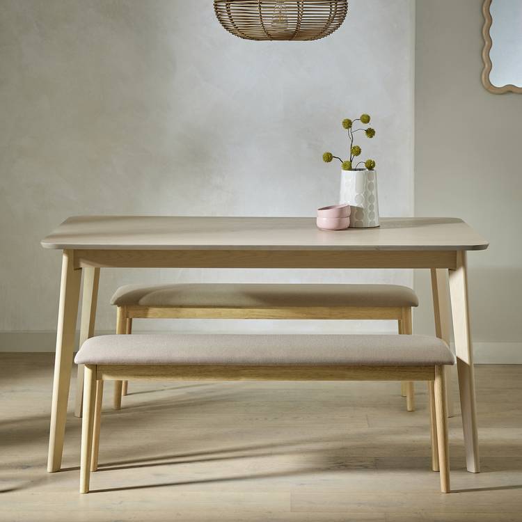 Habitat Skandi Oak Dining Table & 2 Oak Benches 0
