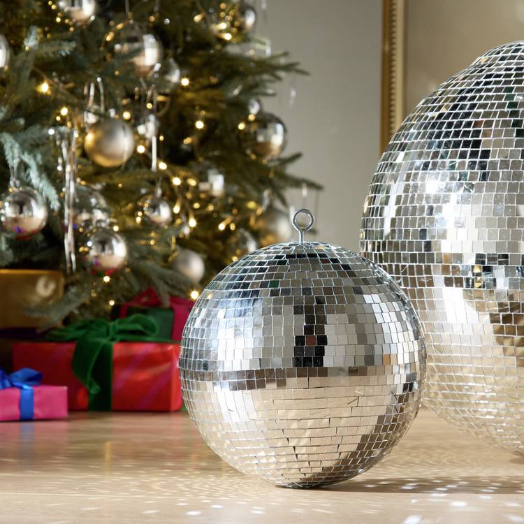 Habitat Silver Mirror Disco Ball Christmas Hanging Ornament 0