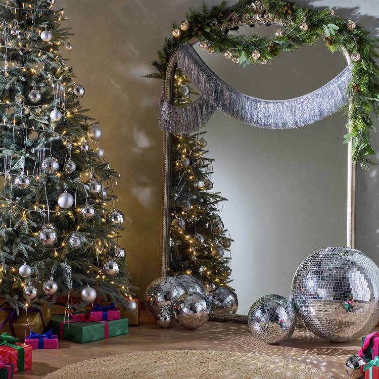 Habitat Silver Mirror Disco Ball Christmas Decoration 0