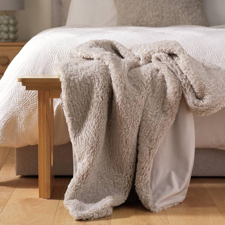 Habitat Faux Shearling Throw - Grey - 150x200cm 0