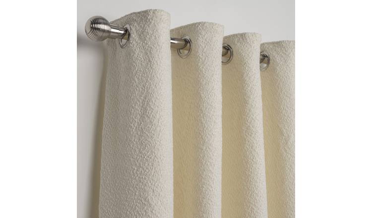 Habitat Boucle Plain Blackout Lined Eyelet Curtains - Cream