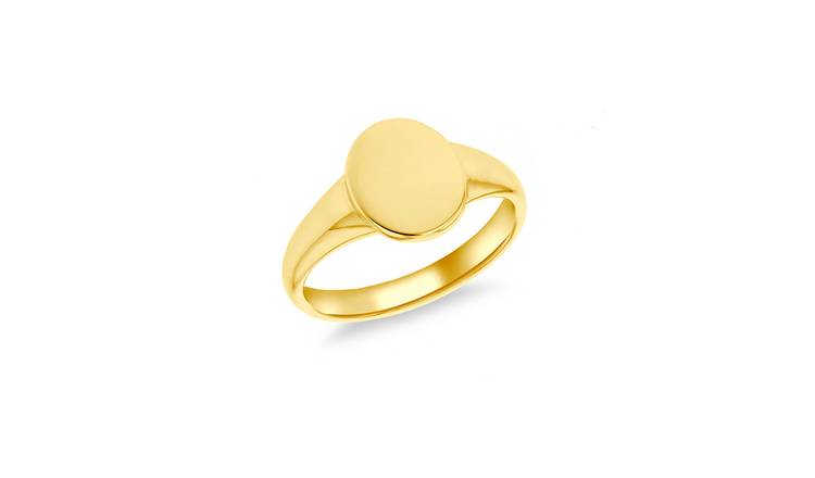 9ct Gold Plated Personalised Oval Signet Ring - P