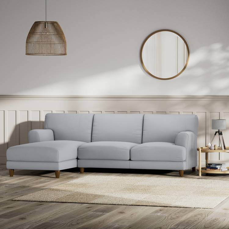 Habitat Askem Fabric Left Hand Corner Sofa- Grey - Dark Leg 0