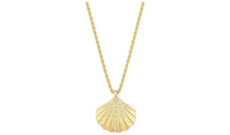 Lipsy Gold Plated Oversized Shell Pendant Necklace