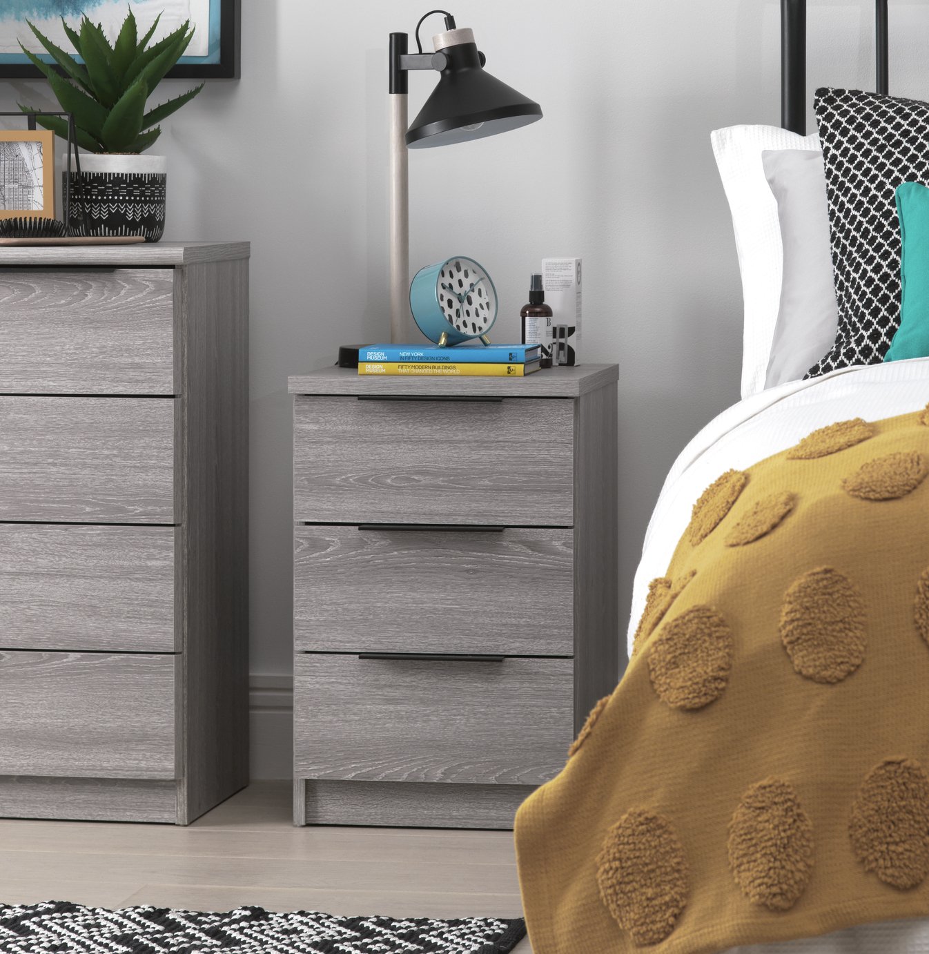 Argos Home Hallingford 2 Bedside Tables Set Grey Oak Effect Reviews