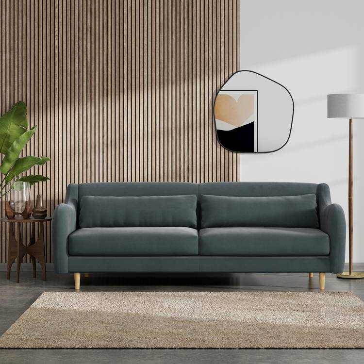 Habitat Turnmill Fabric 4 Seater Sofa - Charcoal - Ash Leg 0