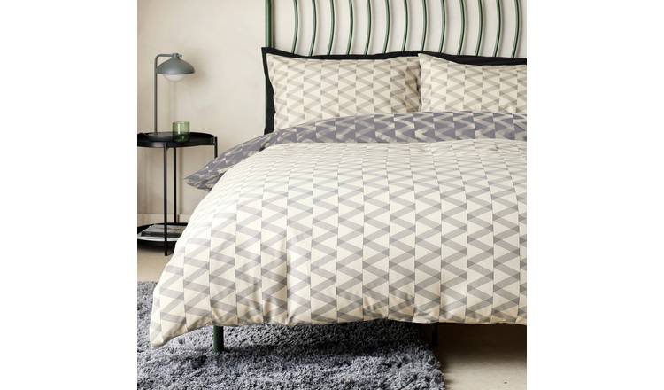 Argos Home Zig-Zag Print Cream & Grey Bedding Set - Double