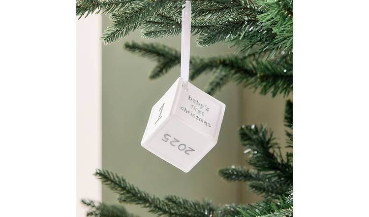 Argos Home Single Baby's First Christmas Cube Bauble