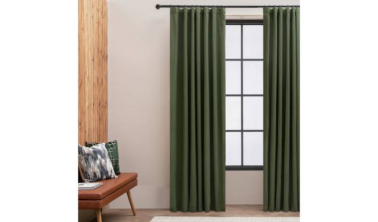 Habitat Blackout Pencil Pleat Curtain - Green - 137x117cm