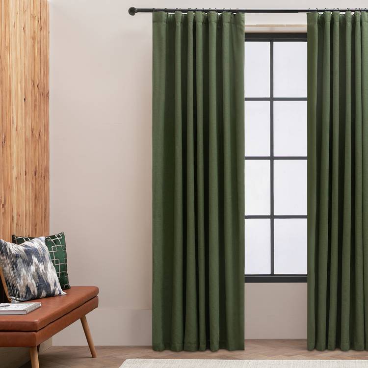 Habitat Linen Look Blackout Pencil Pleat Curtain - 137x117cm 0