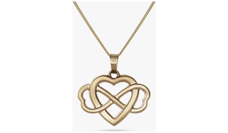 Revere 9ct Yellow Gold Infinity Heart Pendant Necklace