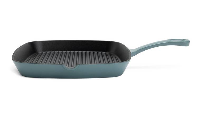 Habitat 23cm Cast Iron Griddle Pan - Blue