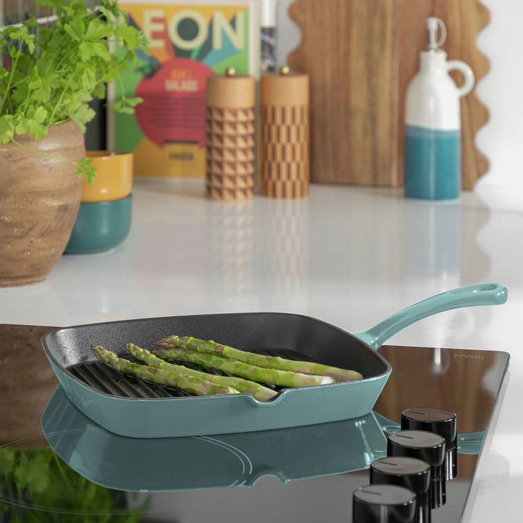 Habitat 23cm Cast Iron Griddle Pan - Blue 0