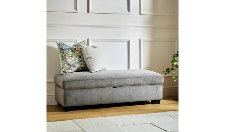 Argos Home Taylor Fabric Storage Footstool - Grey