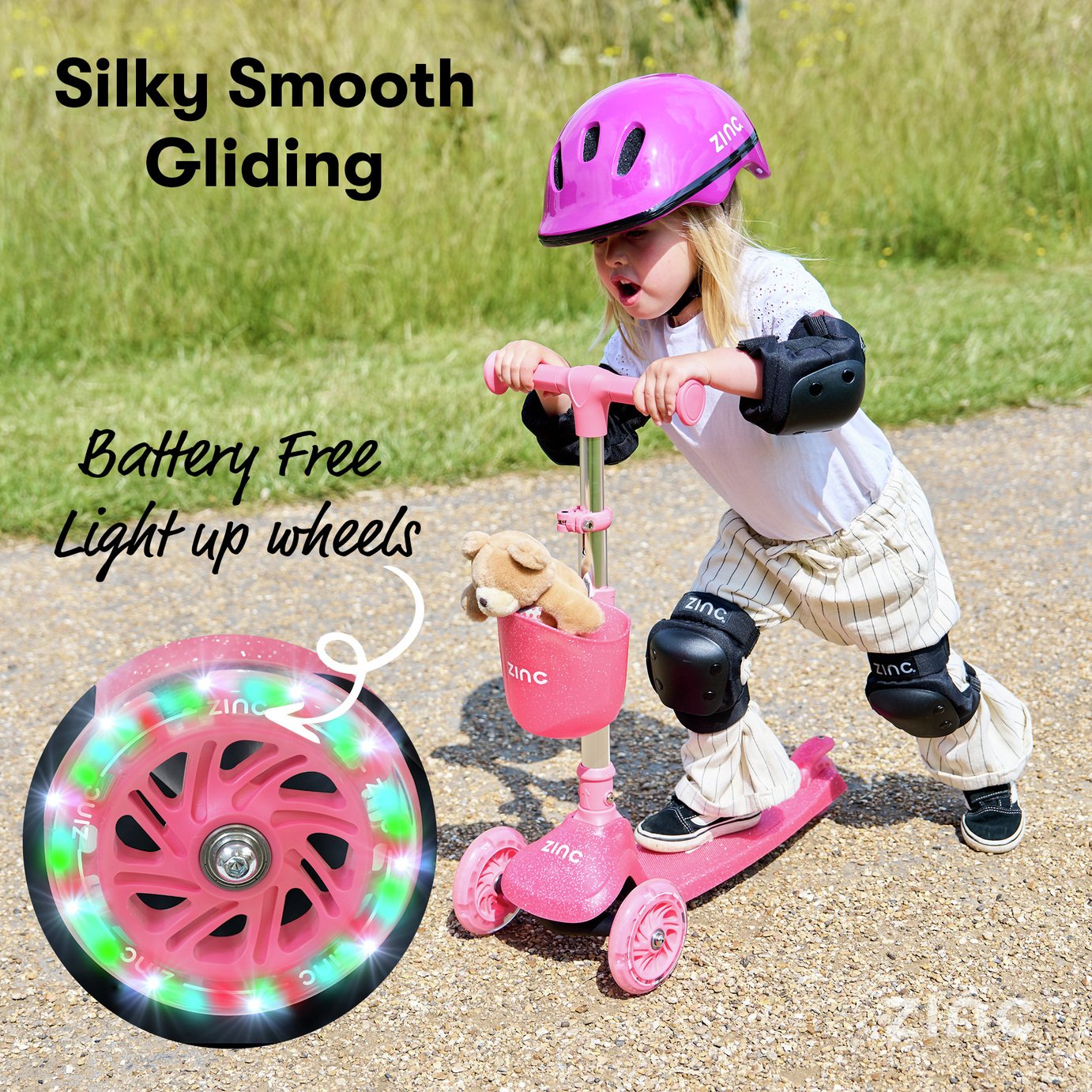 Buy Zinc Jelly Glitter Pink Tri Scooter | Kids scooters | Argos