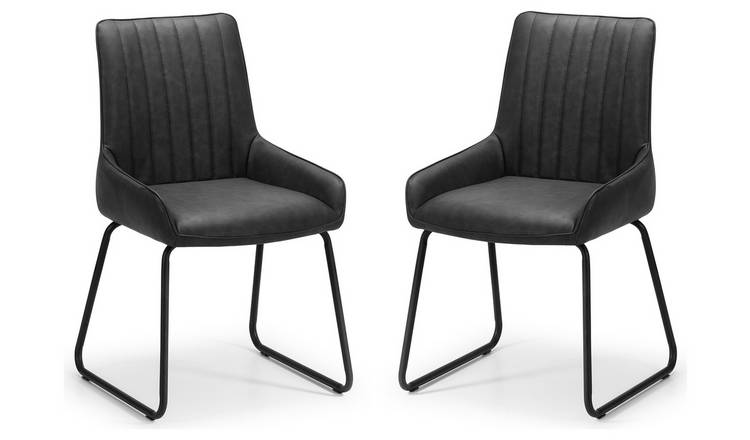 Julian Bowen Pair of Faux Leather Dining Chairs - Charcoal